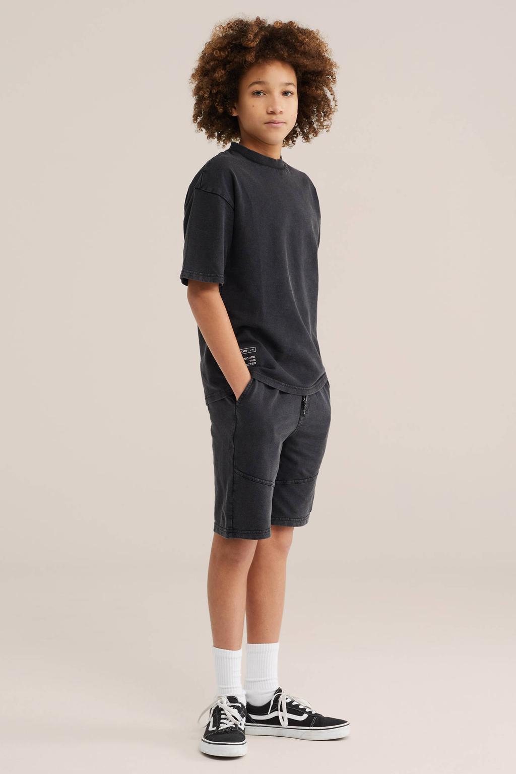 Zwarte jongens Salty Dog sweatshort met elastische tailleband met koord en effen