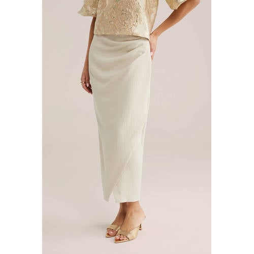 WE Fashion midi rok beige afbeelding