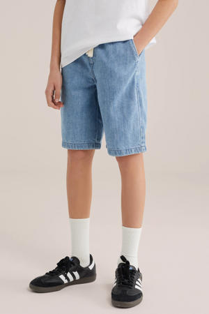 loose fit denim short medium blue denim