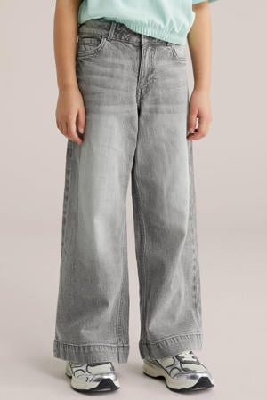 high waist wide leg jeans grey denim