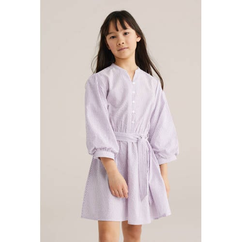 WE Fashion gestreepte korte jurk lila afbeelding