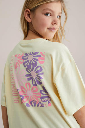 T-shirt met backprint lichtgeel