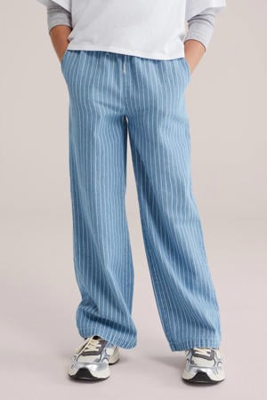 straight gestreepte casual broek light blue denim