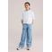 WE Fashion Blue Ridge straight gestreepte casual broek light blue denim