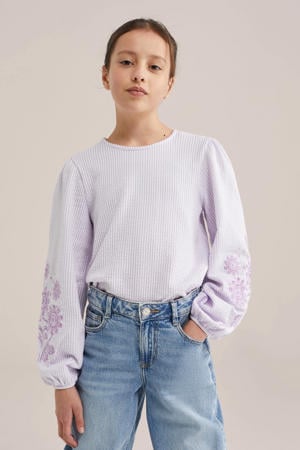 gestreepte gebloemde blousetop