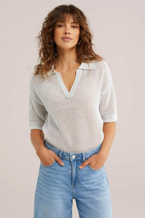 gebreide top crochet wit