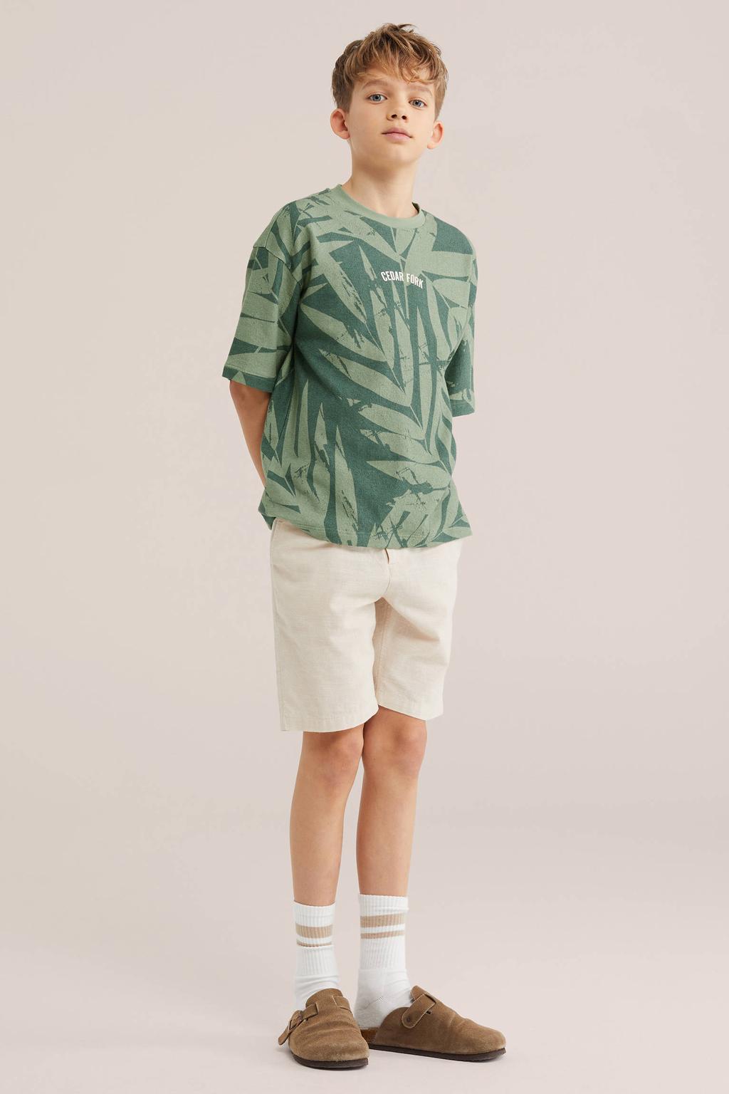 Groene jongens WE Fashion T-shirt van katoen met korte mouwen en ronde hals