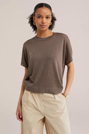 top met lurex bruin