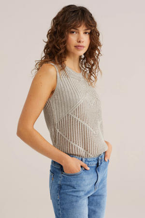 top met lurex beige