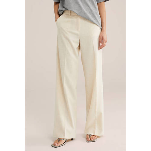 WE Fashion bootcut regular waist palazzo broek beige