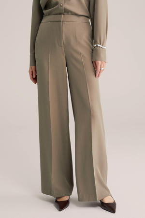 wide leg high waist pantalon grijsgroen