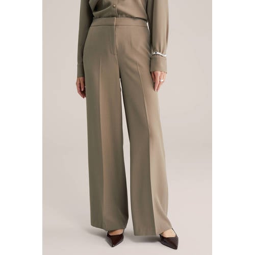 WE Fashion wide leg high waist pantalon grijsgroen afbeelding
