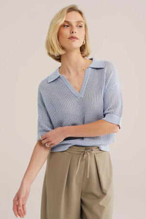 gebreide top crochet lichtblauw
