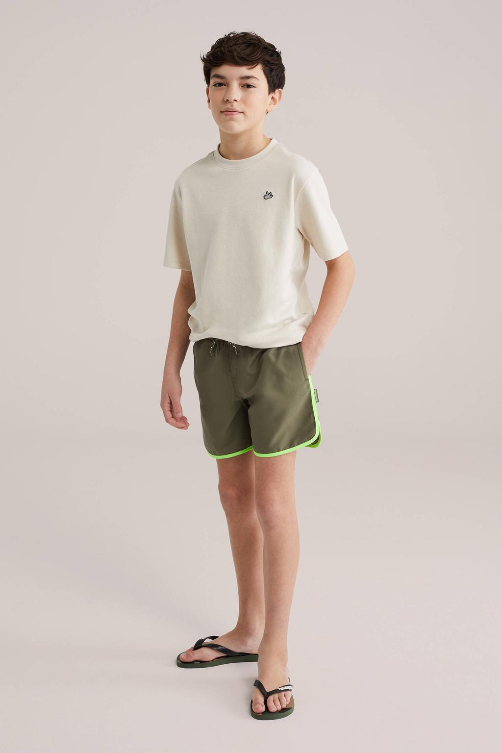 WE Fashion zwemshort kaki/limegroen