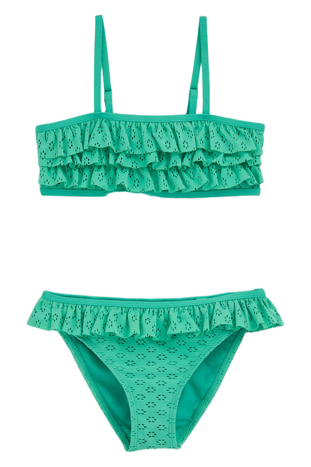 WE Fashion crop bikini met ruches groen