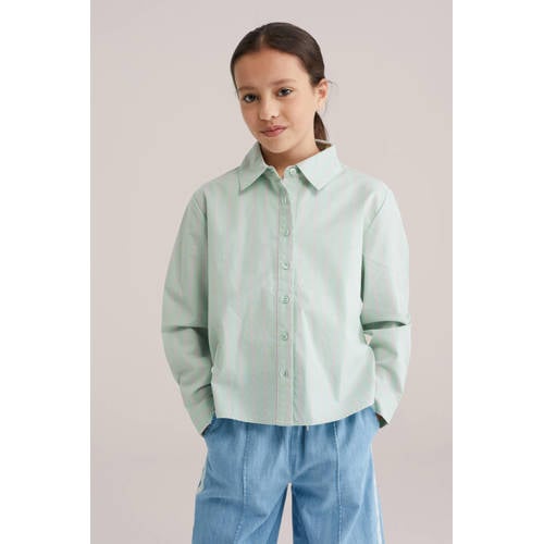 WE Fashion gestreepte blouse mintgroen afbeelding