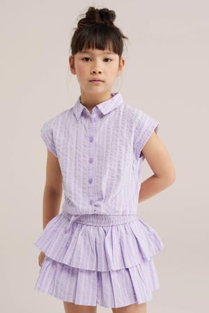 gestreepte blousetop met textuur lila
