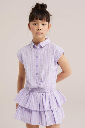 gestreepte blousetop met textuur lila