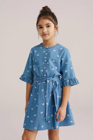 spijkerjurk met hartjes medium blue denim