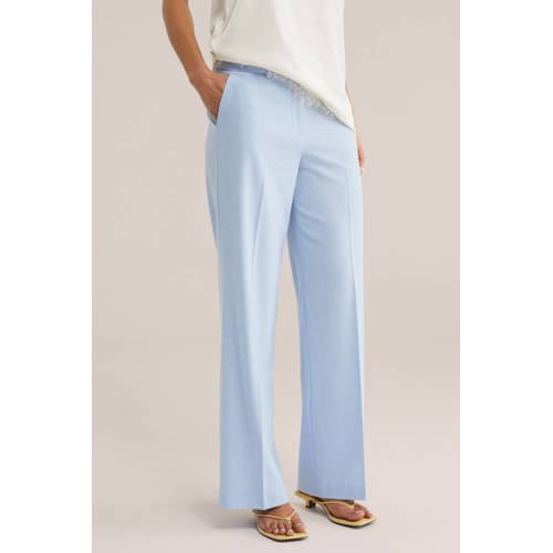 WE Fashion bootcut regular waist palazzo broek lichtblauw