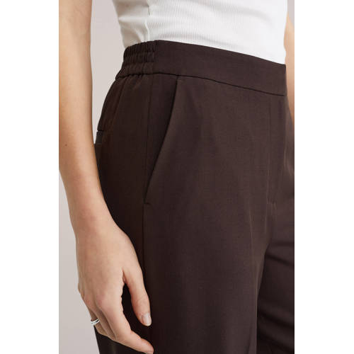 WE Fashion wide leg high waist pantalon donkerbruin afbeelding