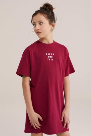 T-shirtjurk korte jurk met backprint donkerrood