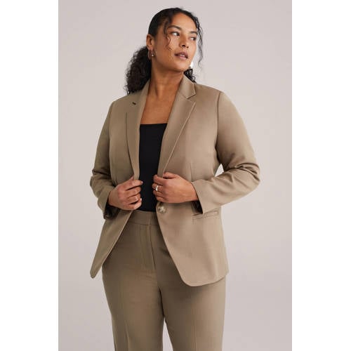 WE Fashion Curve regular blazer taupe afbeelding