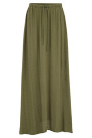 thumbnail: Olijfgroene dames WE Fashion maxi rok gemaakt van viscose en met elastische tailleband met koord