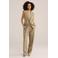 WE Fashion broek met wide leg en riemlussen beige