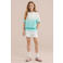 WE Fashion straight sweatshort turquoise/wit