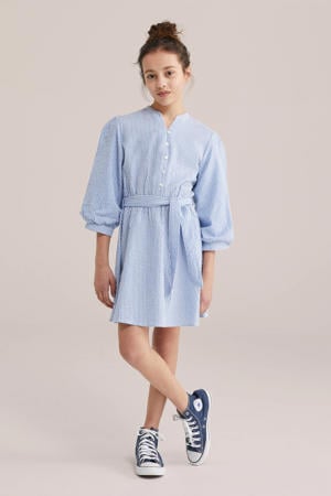 gestreepte korte jurk blauw