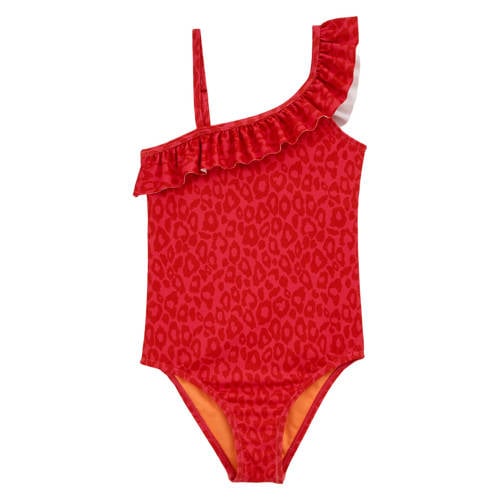 WE Fashion badpak met ruches rood afbeelding