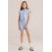 WE Fashion gestreepte blousetop lichtblauw met textuur