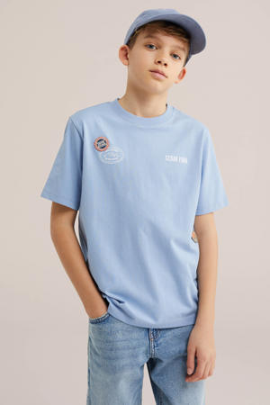 T-shirt met backprint lichtblauw