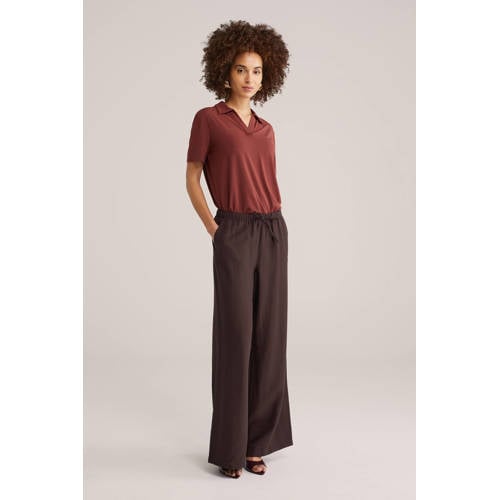 WE Fashion wide leg regular waist broek bruin afbeelding