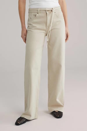 high waist flared jeans beige