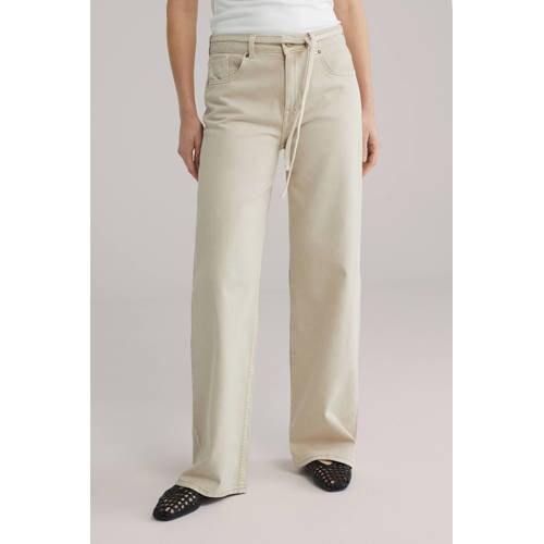 WE Fashion high waist flared jeans beige afbeelding