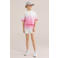 WE Fashion straight sweatshort roze/wit