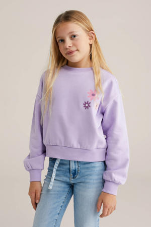 sweater met backprint lila