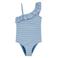 WE Fashion badpak met ruches blauw/wit
