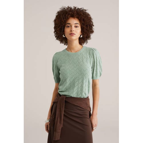 WE Fashion pullover lichtgroen ajour afbeelding
