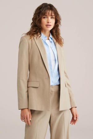 getailleerde blazer met krijtstreep taupe
