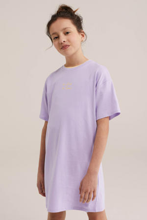 T-shirtjurk korte jurk met backprint lila