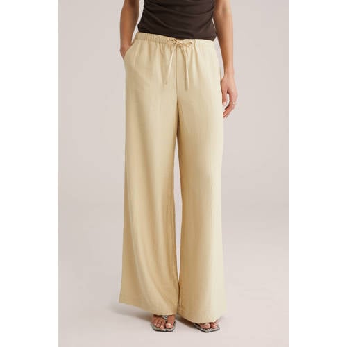 WE Fashion wide leg regular waist broek lichtgeel afbeelding
