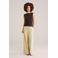 WE Fashion wide leg regular waist broek lichtgeel