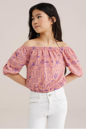 off shoulder top roze/paars
