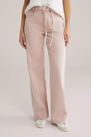 high waist flared jeans lichtroze