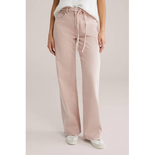 WE Fashion high waist flared jeans lichtroze afbeelding