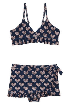 triangel bikini met ruches donkerblauw