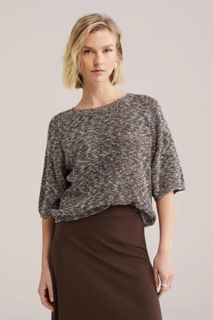 gebreide trui bruin met lurex